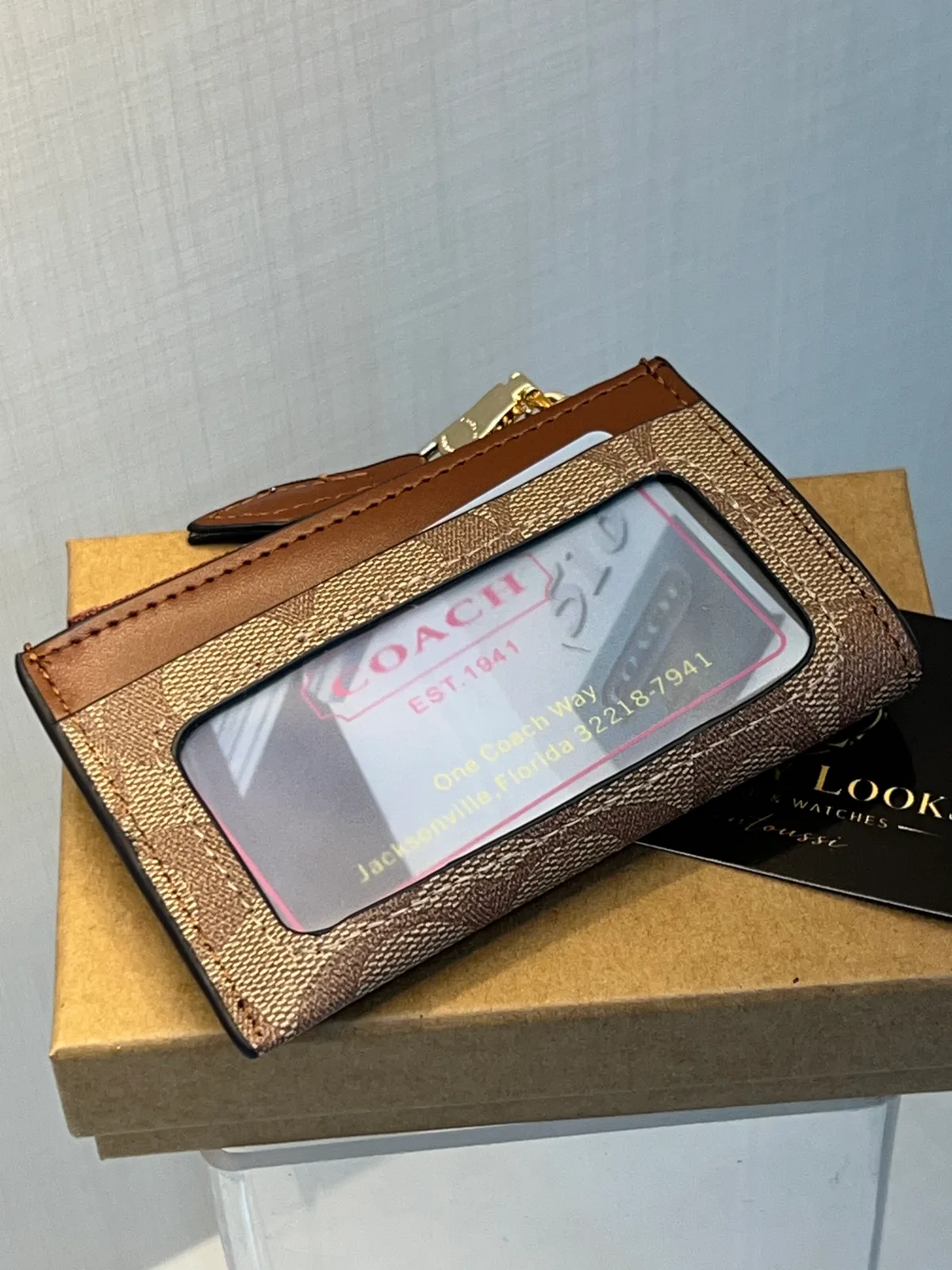 Coach Porte-cartes Zippé Signature Marron view 2
