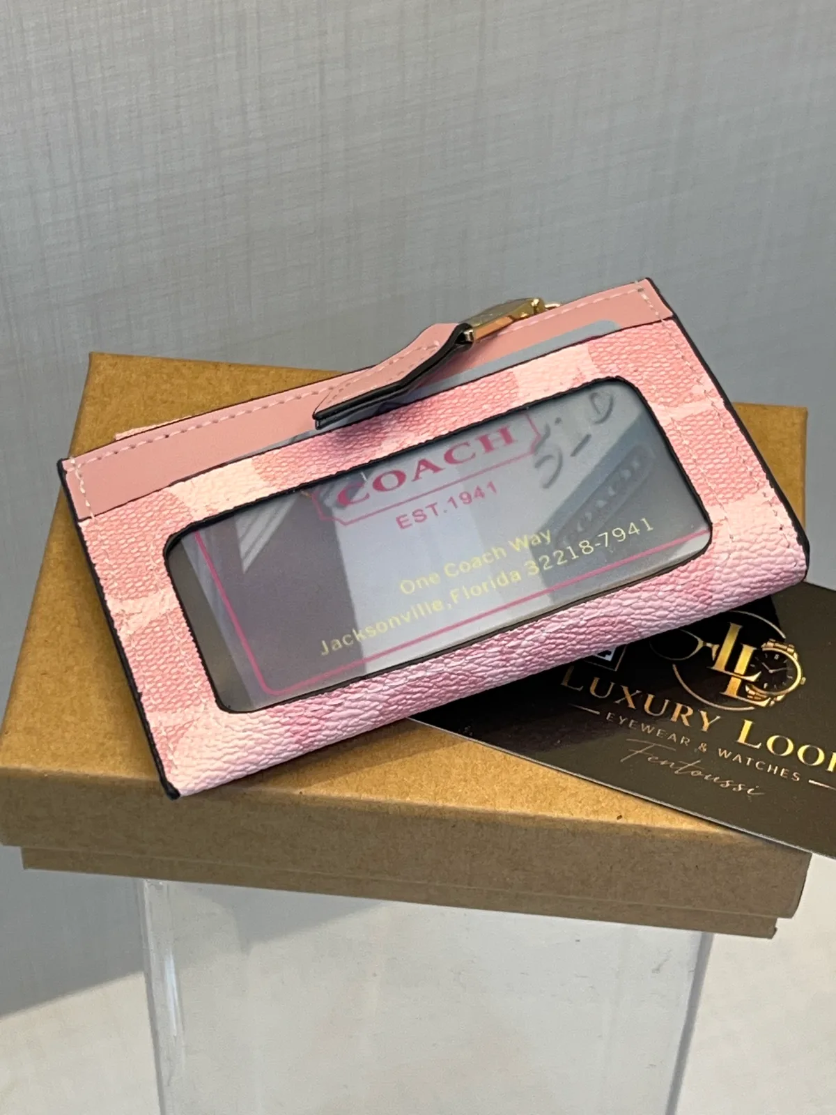 Coach Porte-cartes Zippé Signature Rose view 2