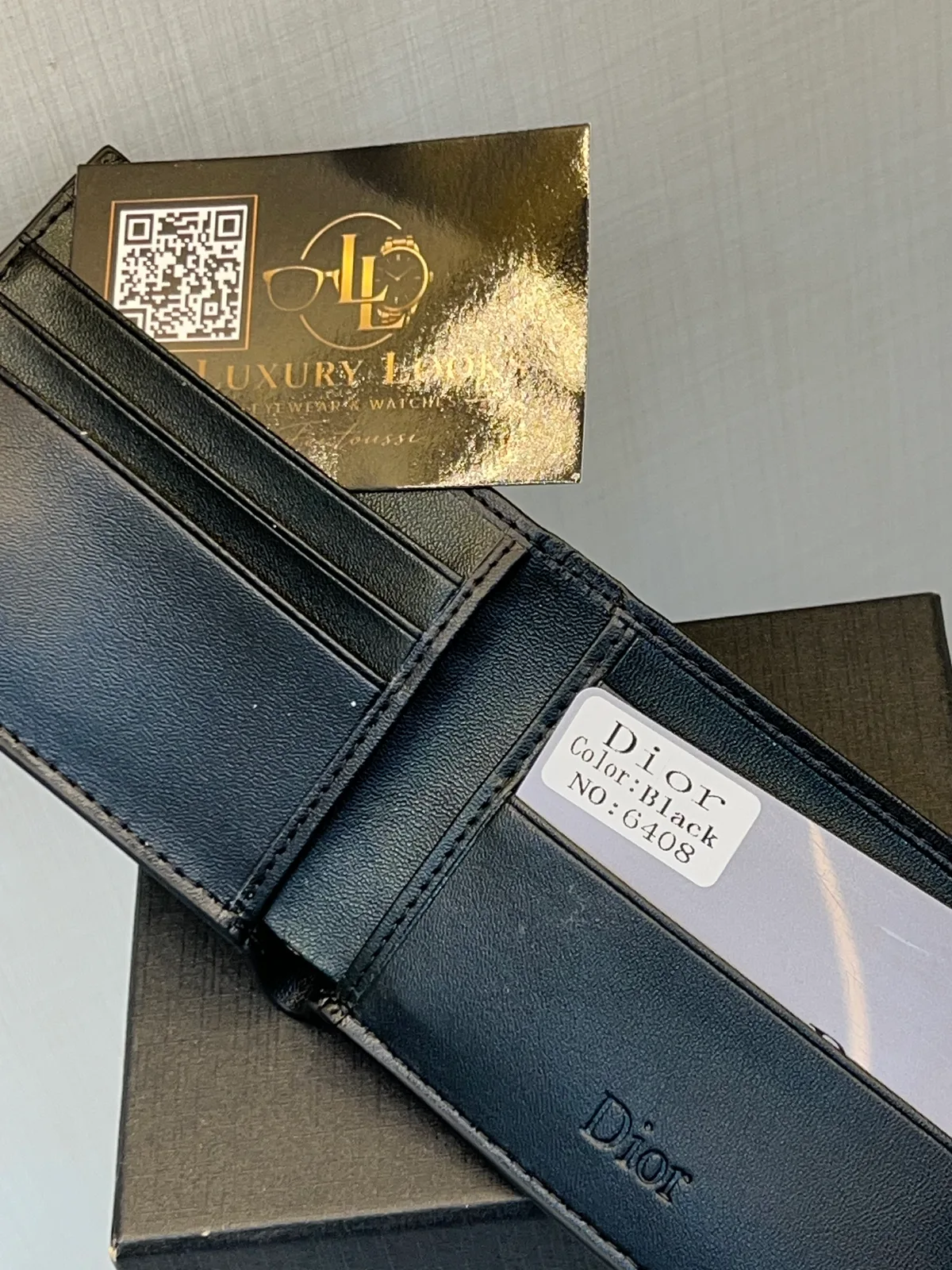 Dior Portefeuille Bifold Oblique Embossé Noir view 2