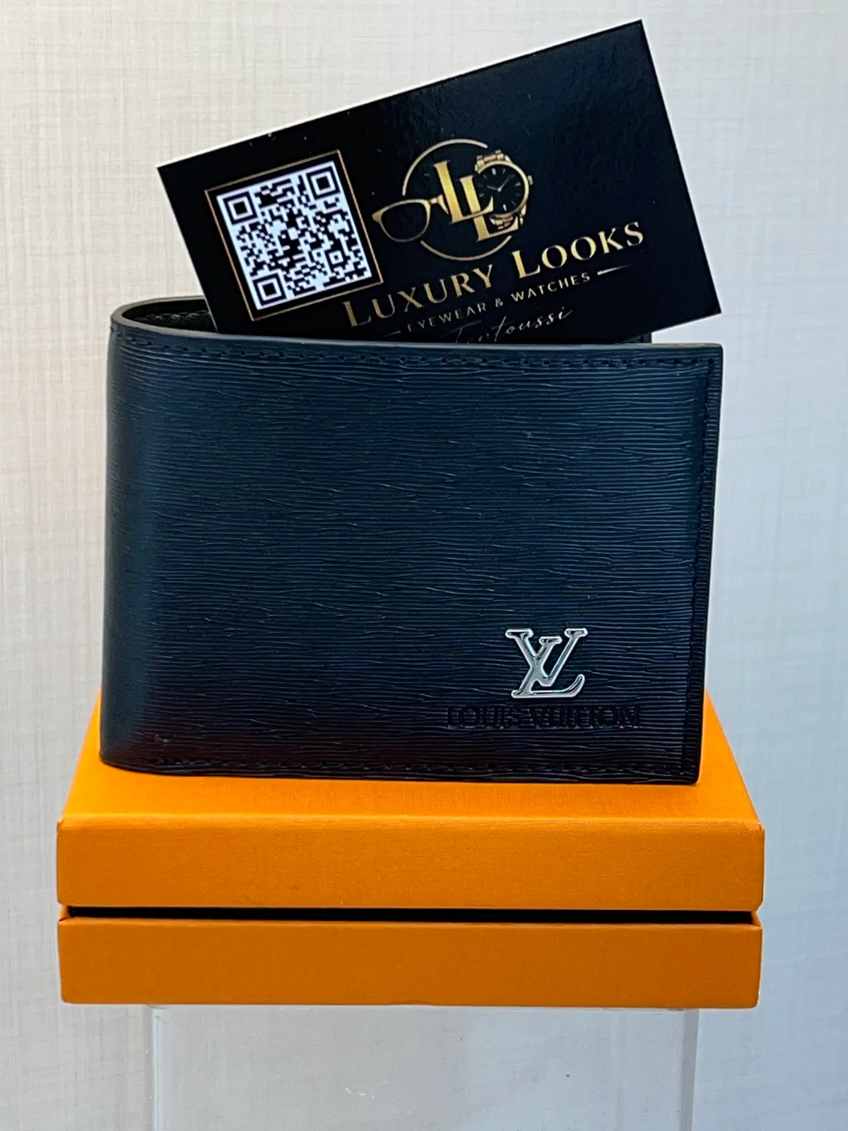 Louis Vuitton Portefeuille Bifold Épi Noir Logo Argenté