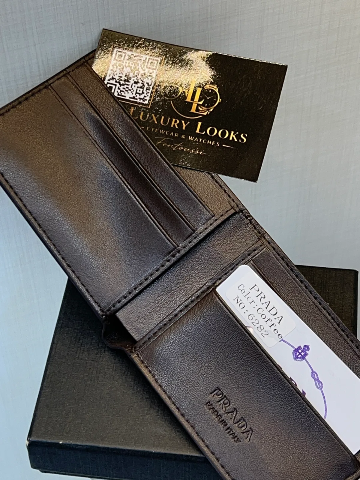 Prada Portefeuille Bifold Marron Triangle view 2