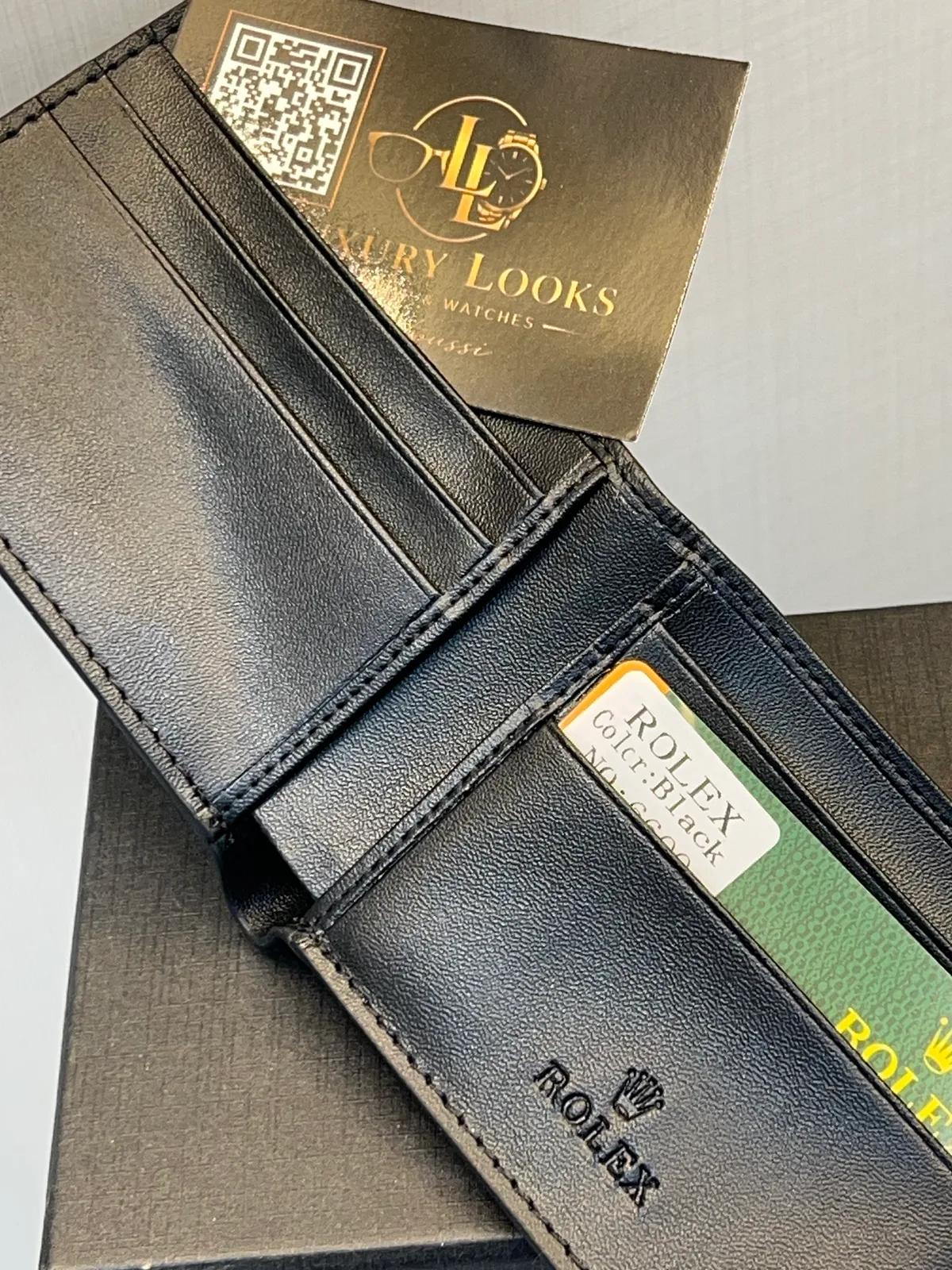 Rolex Portefeuille Bifold Noir Logo Blanc view 2