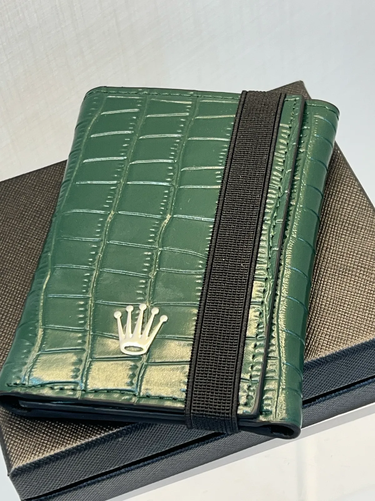 Rolex Porte-cartes Vertical Vert Croco