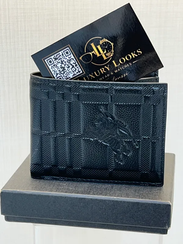 Burberry Portefeuille Bifold Embossé Noir